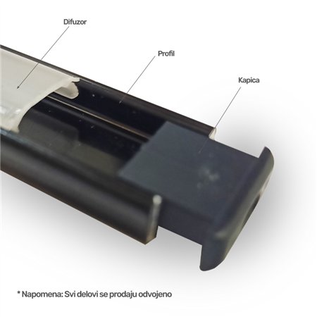 XL KAPICA ZA NADGRADNI PROFIL 1506 CRNI