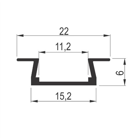 XL LED PROFIL UGRADNI 2206 CRNI