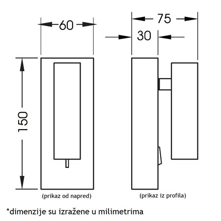 JM-063 - zidna led lampa (sa reflektorom čiju svetlost usmeravate po želji).