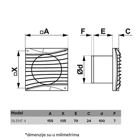 ERA VENTILATOR F100 SILENT 4C MR