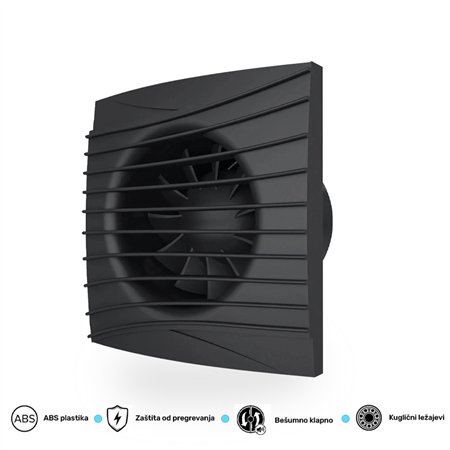 Ventilator SILENT 4C Matt Black  se koristi  za izduvnu ventilaciju kupatila