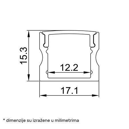 LED PROFIL LL-ALP004-R KOMPLET CRNI