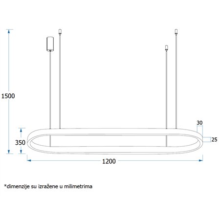 VESTA 519 VISILICA 60W 3000K BELA (1200x350 mm)