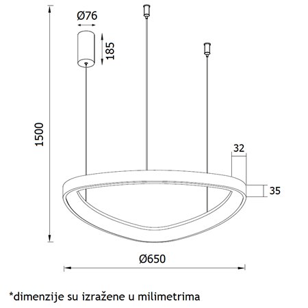VESTA 520 VISILICA 48W 3000K BELA (Ø 650 mm)