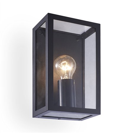 Zidna lampa crne boje sa sijalačnim grlom.