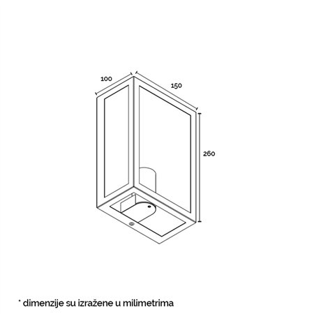 Zidna lampa crne boje sa sijalačnim grlom.
