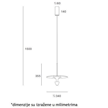 ARIA 19 VISILICA LED 12W 3000K CRNA