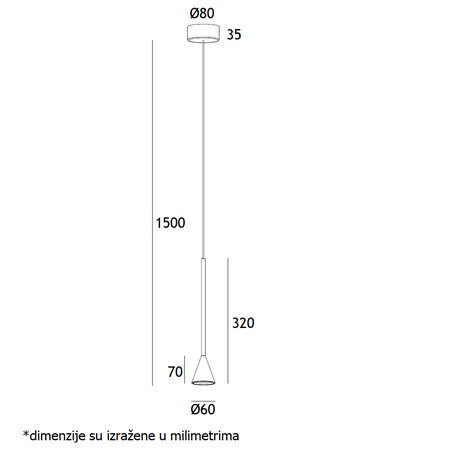 ARIA 21 VISILICA LED 6W 3000K CRNA