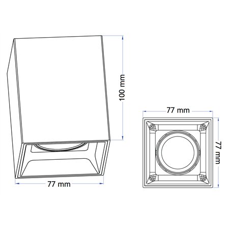 Nadgradna plafonska svetiljka kvadratnog oblika