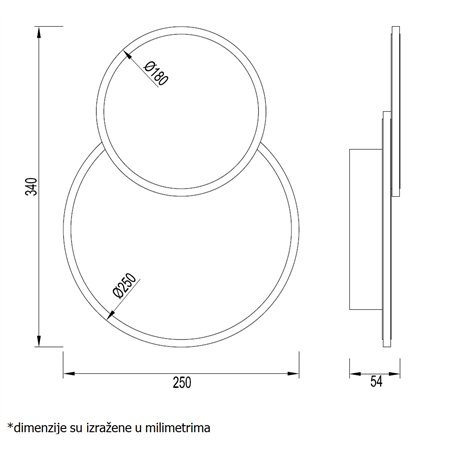 VESTA 532 ZIDNA SVETILJKA 14W 3000/4500/6000K TAMNO DRVO