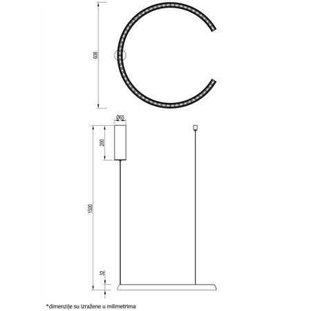 VESTA 547 VISILICA 40W 3000K CRNA (Ø 600)