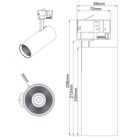 Trofazni šinski LED reflektor bele boje