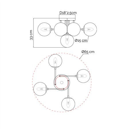 sa 5 staklenih kugli.