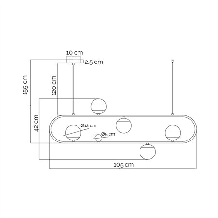 Visilica modernog i eksluzivnog dizajna u mesing boji sa 5 staklenih abažura.