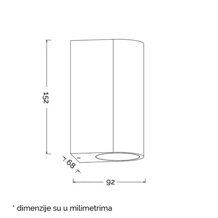 Zidna lampa modernog i atraktivnog izgleda za spoljašnju upotrebu.