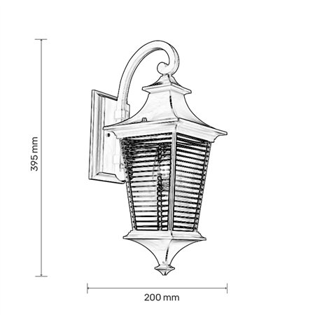 FENJER 1024L ZIDNI 1*E27 CRNI IP44