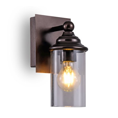 Zidni fenjer u crnoj boji sa sijaličnim grlom tip E27.