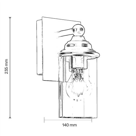 Zidni fenjer u crnoj boji sa sijaličnim grlom tip E27.