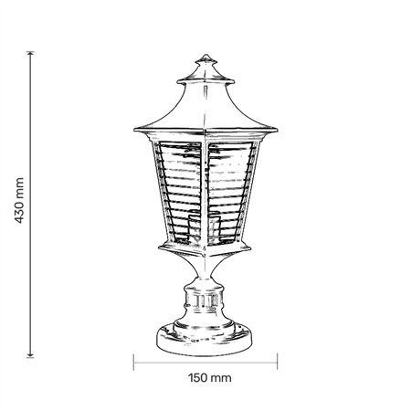 Stubni fenjer u crnoj boji sa sijaličnim grlom tip E27.