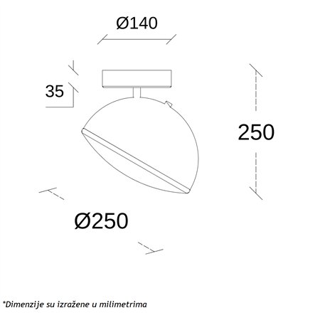 ARIA 29 SVETILJKA DIMABILNA 20W 3000K CRNA