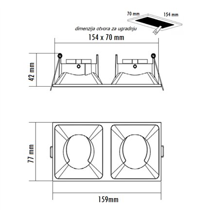 ROZETNA 715 2*GU10 BELA