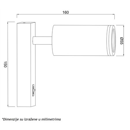 SVETILJKA TS194F ZIDNA 1*GU10 BELA