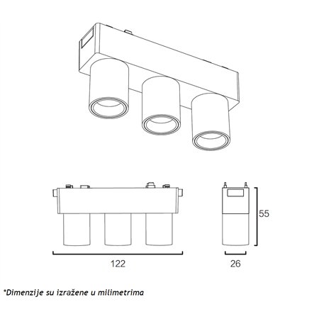 Magnetic led slim lampa sa 3 usmerena spot reflektora