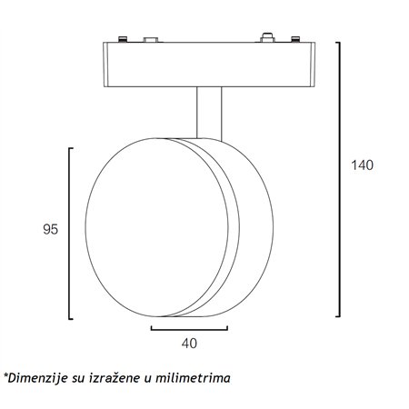MAGNETIC SLIM SVETILJKA LED26 - B90 9W 3000K 150° 48V DC BELA
