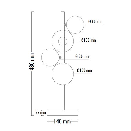 VESTA 600 STONA LAMPA 4*G9 CRNA