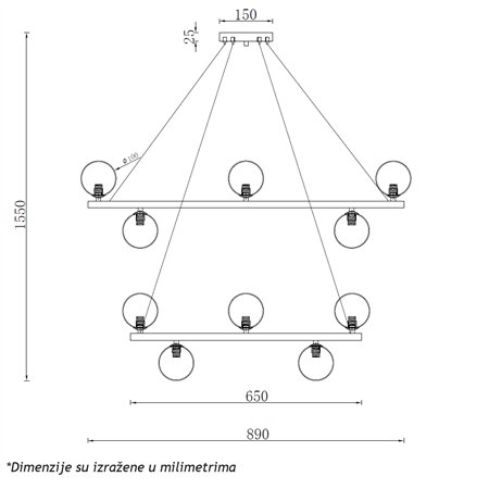VESTA 606 LUSTER 13*G9 HROM