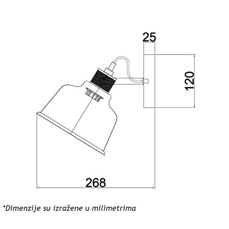 LUNA 221 ZIDNA LAMPA 1*E27 CRNA/BAKAR