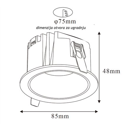 LED UGRADNA SVETILJKA 514001-3 12W 3000K