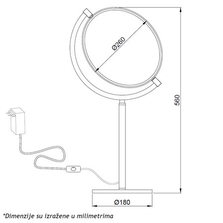 LUNA 255 STONA LAMPA 10W 3000K CRNA DIMABILNA