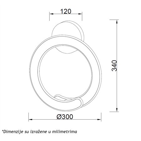LUNA 260 ZIDNA LAMPA 24W 3000K CRNA