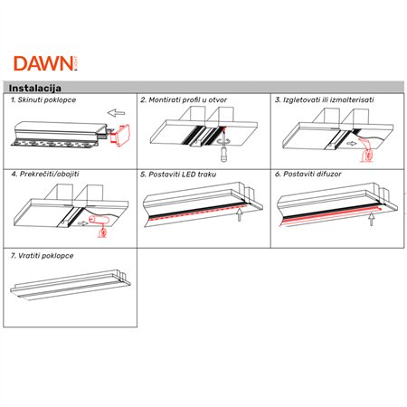 Ugradni LED profil u sivoj boji.
