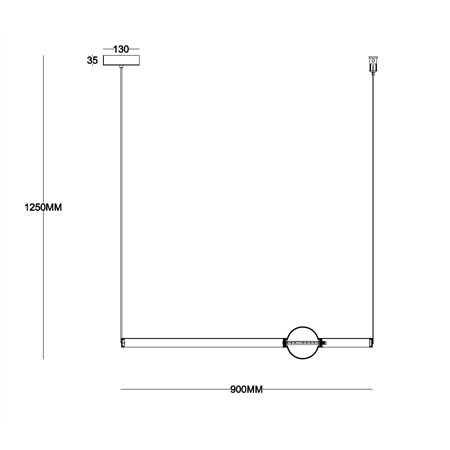 LED visilica modernog izgleda sa horizontalno postavljenim telom u boji mesinga.