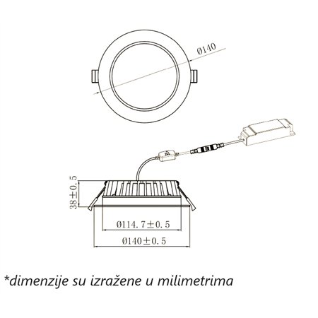 LED SVETILJKA CPS-Y4A12-D9 3000/4000/5000K 12W IP44