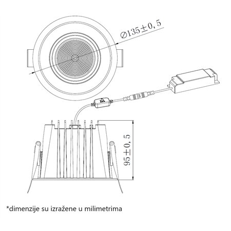 LED SVETILJKA CPS-Y4A10-D23 3000/4000/5000K 15W IP65 CRNA