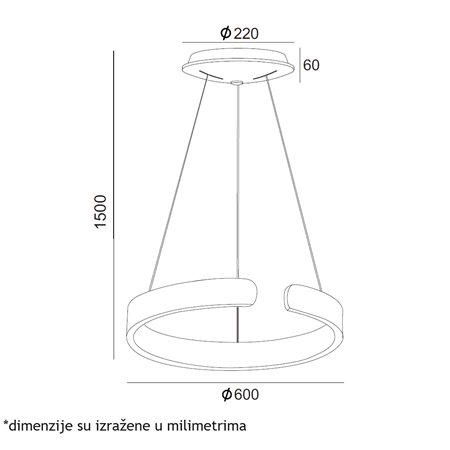 VESTA 637 VISILICA 60W 4000K BELA