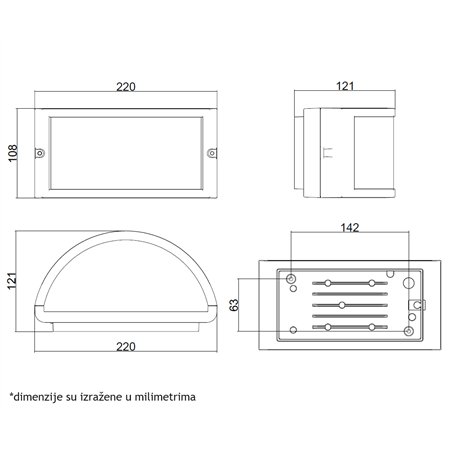 SVETILJKA W11551 ZIDNA 1*E27 IP54 CRNA